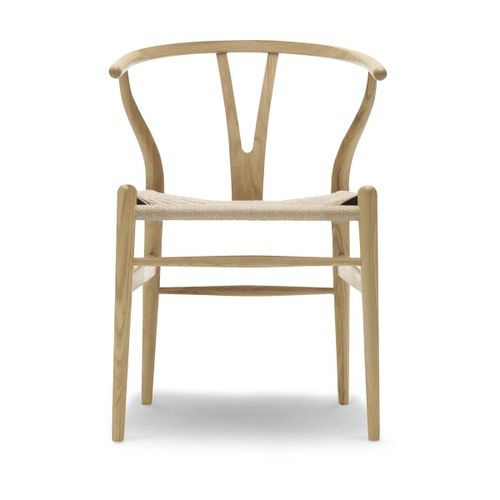 Chaise En Chêne Laqué Et Assise Tissée Naturelle 76cm Ch24 - Carl Hansen & Søn