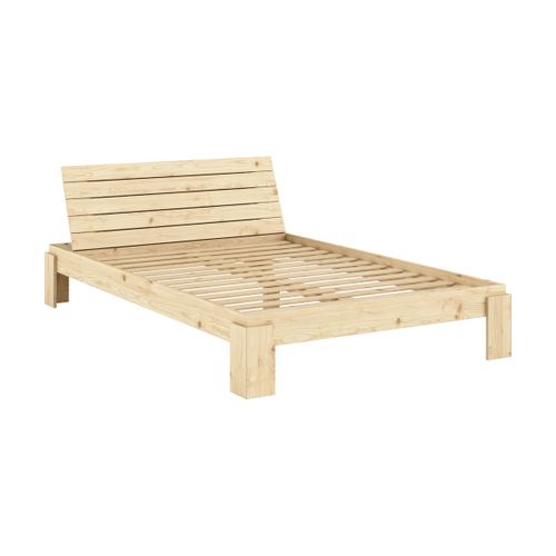 Sommier Et Tête De Lit Avec Rangement En Pin Naturel 140x200cm Layers - Karup Design
