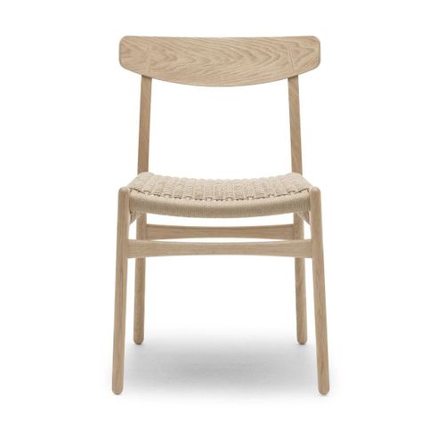 Chaise En Chêne Blanc Huilé Et Assise Tissée Naturelle 78,5cm Ch23 - Carl Hansen & Sø