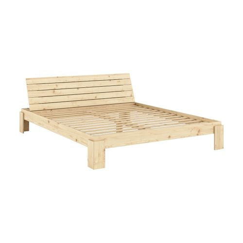 Sommier Et Tête De Lit Avec Rangement En Pin Naturel 180x200cm Layers - Karup Design