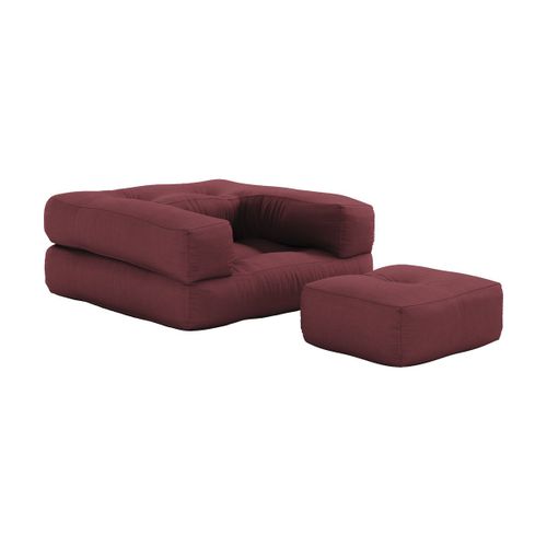 Pouf Fauteuil En Coton Bordeaux 60x68x24cm Mini Cube - Karup Design