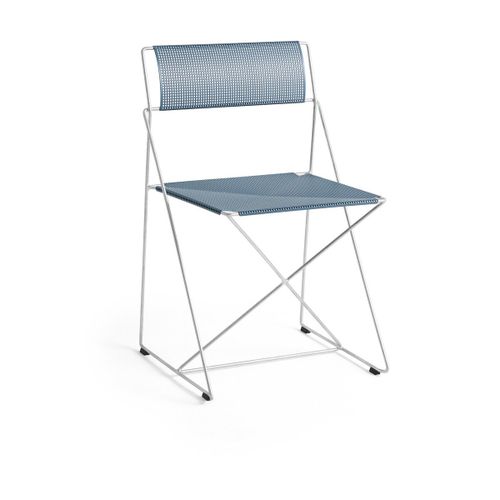Chaise En Acier Chromé Avec Revêtement En Poudre Bleu-Gris 50x45x77cm X-Line - Hay