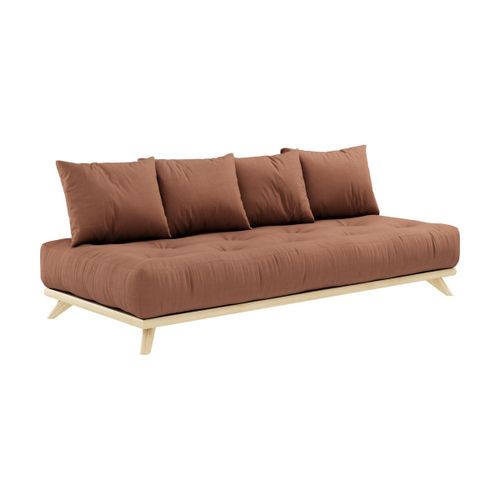 Canapé 2 Places En Pin Et Matelas Coton Argile Brune 200x90cm Senza - Karup Design