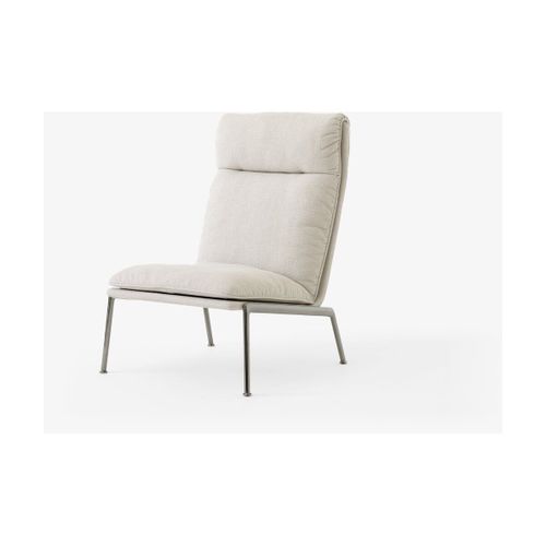 Fauteuil À Dossier Haut En Tissu Beige Et Aluminium Chromé Muno Ln16 - &tradition