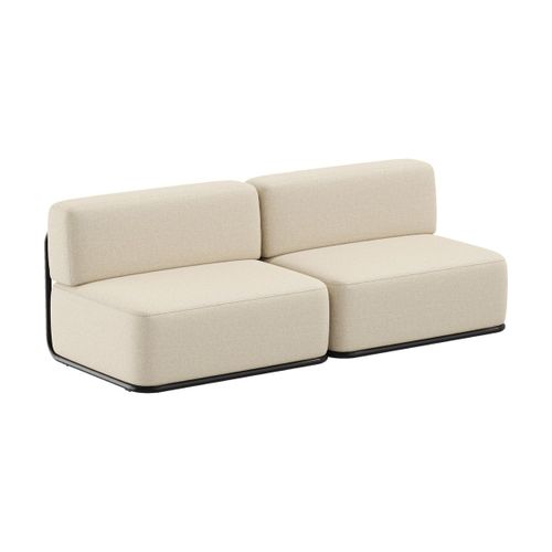 Canapé 2 Places En Acier Et Tissu Imperméable Beige 204x80x78cm Straw - Sitsit