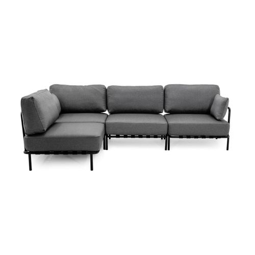 Canapé D'angle De Ajrdin En Acier Et Tissu Imperméable Gris Foncé 234x156x78cm Salve