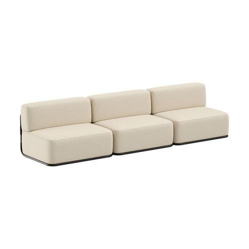 Canapé 3 Places En Acier Et Tissu Imperméable Beige 306x80x78cm Straw - Sitsit
