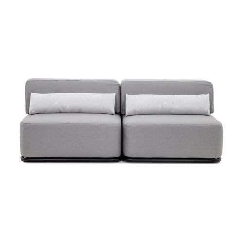 Canapé 2 Places En Acier Et Tissu Imperméable Gris 204x80x78cm Straw - Sitsit