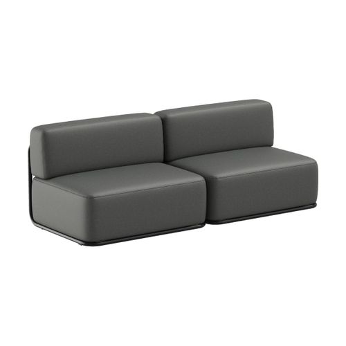Canapé 2 Places En Acier Et Tissu Imperméable Gris Foncé 204x80x78cm Straw - Sitsit
