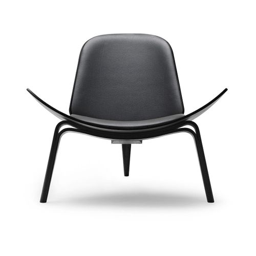 Fauteuil En Chêne Teinté Noir Et Assise En Cuir Thor 301 74cm Ch07 - Carl Hansen & Sø