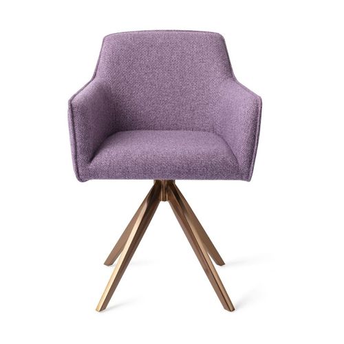 Chaise Avec Accoudoirs En Tissu Violet Daisy Piètement Métal Rose Pivotant Turn Hofu