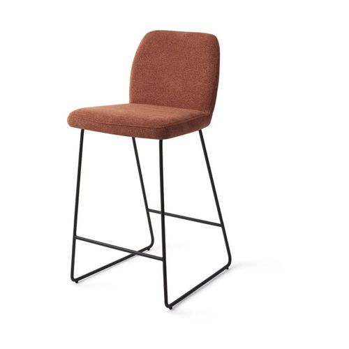 Chaise De Bar 65 Cm En Tissu Cozy Copper Piètement Noir Slide Ikata - Jesper Home