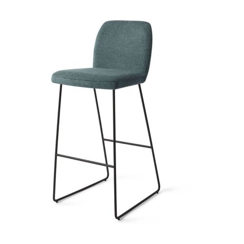 Chaise De Bar 75 Cm En Tissu Merry Mermaid Piètement Noir Slide Ikata - Jesper Home