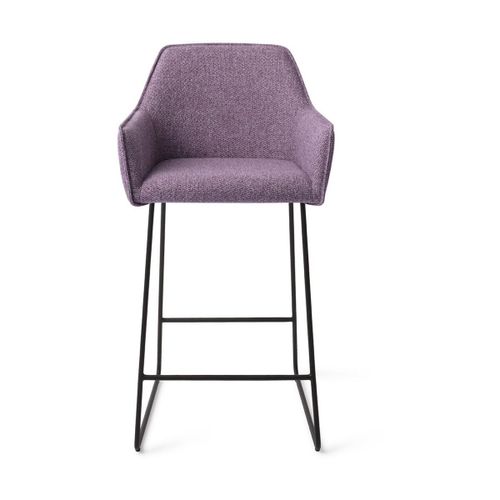 Chaise De Bar 65 Cm En Tissu Violet Daisy Piètement Slide Noir Hofu - Jesper Home