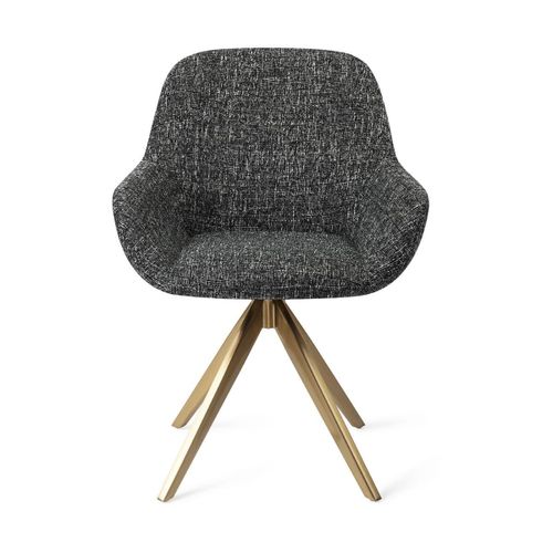 Chaise Avec Accoudoirs En Tissu Skyfall Piètement Pivotant Doré Kushi - Jesper Home