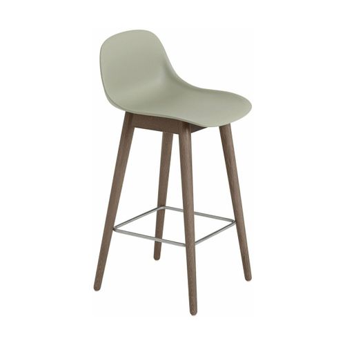 Chaise De Bar 65 Cm Vert Pâle Piétement En Chêne Marron Fiber - Muuto