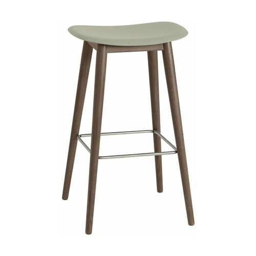 Tabouret De Bar 75cm Vert Pâle Piétement En Chêne Marron Fiber - Muuto