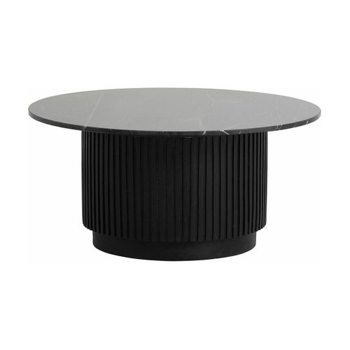 Table Basse Ronde En Marbre Et Bois De Manguier Noire 90x40cm Erie - Nordal