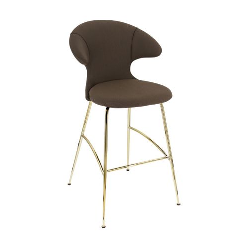 Chaise De Bar En Tissu Mocca Et Acier Laiton 75 Time Flies - Umage
