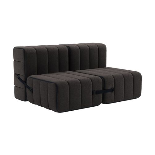 Canapé Modulable 2 Places En Tissu Jet Gris Marron 136x102x68cm Curt - Ambivalenz