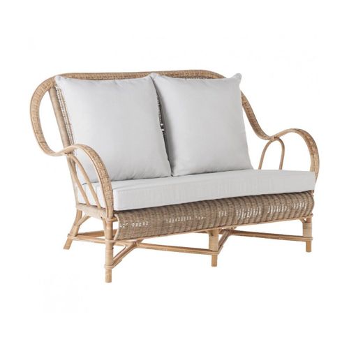 Canapé En Rotin Patiné Vieilli Avec Coussin Nantucket - Kok