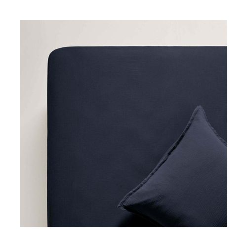 Drap Housse Bleu Encre 160 X 200 Cm Lou - Madura
