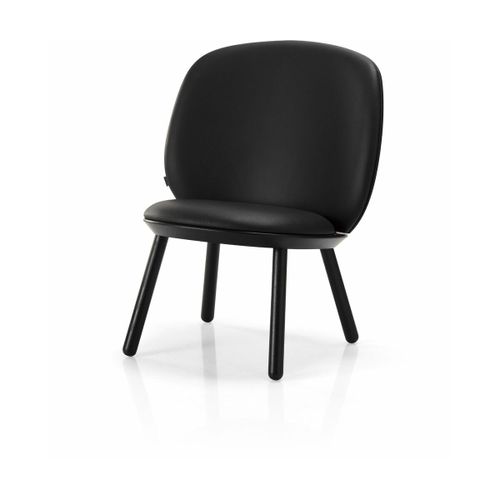 Fauteuil En Frêne Noir Et Cuir Noir Naïve - Emko