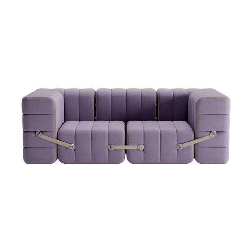 Canapé Modulable Avec Accoudoirs 2 Places En Tissu Dama Lilas 204x102x68cm Curt - Amb