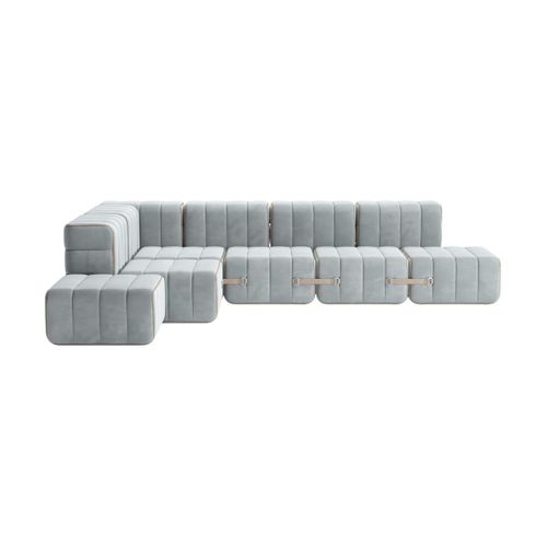 Canapé Modulable D'angle En Tissu Bacelona Bleu Clair 306x238x68cm Curt - Ambivalenz