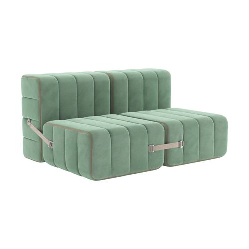 Canapé Modulable 2 Places En Velours Barcelone Vert Clair 136x102x68cm Curt - Ambival