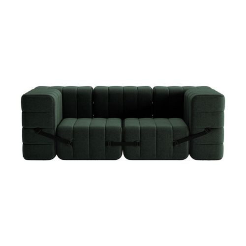 Canapé Modulable Accoudoirs 2 Places En Tissu Dama Vert Foncé 204x102x68cm Curt - Amb