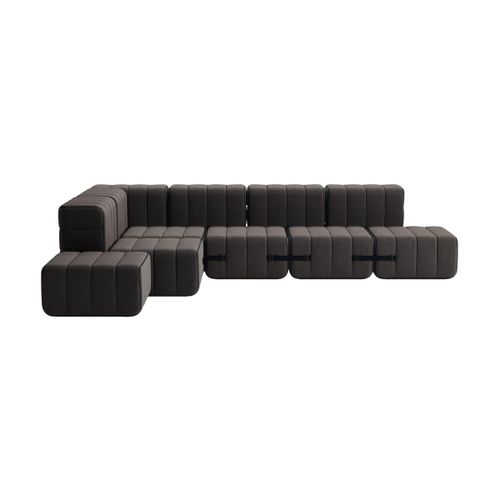 Canapé Modulable D'angle En Tissu Jet Gris Marron 306x238x68cm Curt - Ambivalenz
