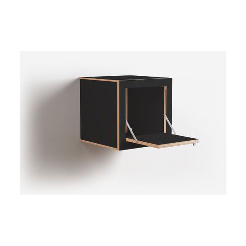 Table De Chevet Murale En Bouleau Teinté Noir 40x40x40cm Fläpps Box - Ambivalenz