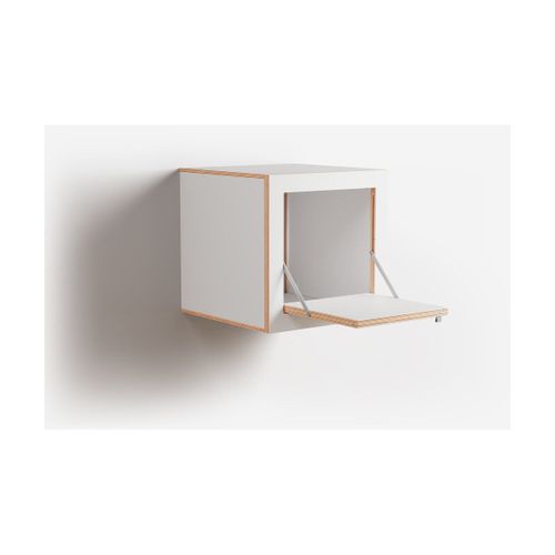 Table De Chevet Murale En Bouleau Teinté Blanc 40x40x40cm Fläpps Box - Ambivalenz