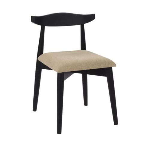 Chaise En Bois De Manguier Noir Et Lin Mandela - Pomax