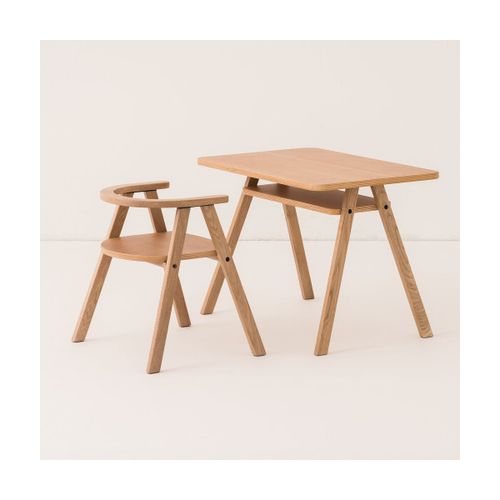 Ensemble Bureau Enfant Avec 1 Chaise En Chêne Massif Naturel Growing Green - Nobodino