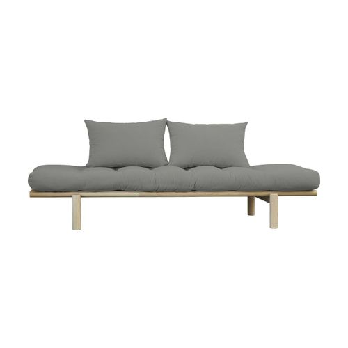 Lit De Jour En Bois Naturel Et Matelas Gris Pace - Karup Design