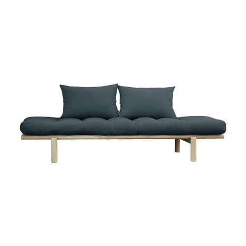 Lit De Jour En Bois Naturel Et Matelas Bleu Pétrole Pace - Karup Design