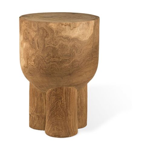 Tabouret En Bois Sculpté À La Main Cognac 30x40cm Pile - Pols Potten