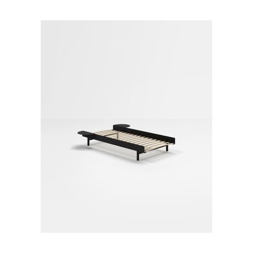 Sommier Avec Lattes En Acier Noir Avec Tables De Chevet 90cm - Moebe
