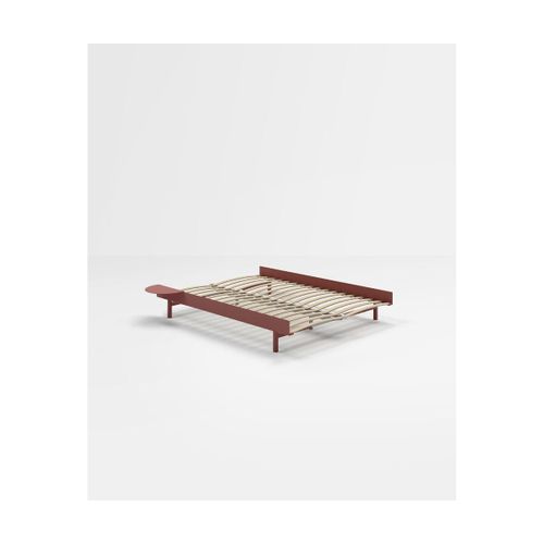 Sommier Extensible En Acier Rose Avec Lattes 140cm Et Table De Chevet - Moebe
