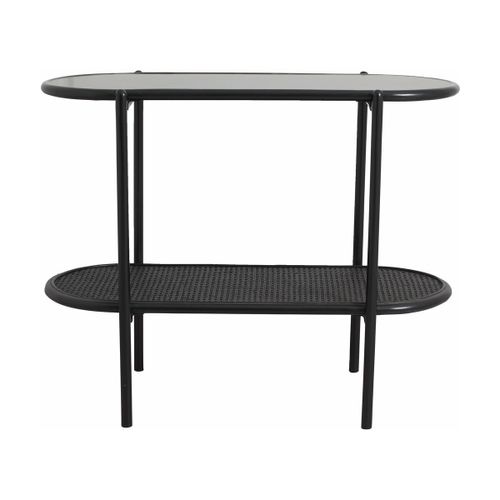 Table D'appoint En Rotin Noir À Deux Étages Surma - Nordal