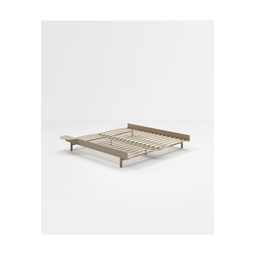 Sommier Extensible En Acier Sable Avec Lattes 180cm Et Table De Chevet - Moebe
