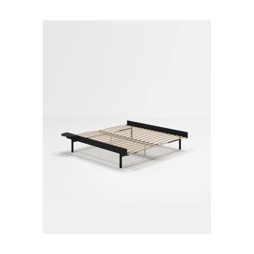 Sommier Extensible En Acier Noir Avec Lattes 180cm Et Table De Chevet - Moebe