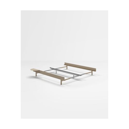Sommier Extensible En Acier Sable Sans Lattes 90-180cm Et Table De Chevet - Moebe