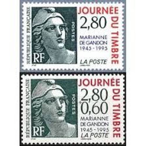 Journée Du Timbre : Cinquantenaire De La Marianne De Gandon Paire 2934a Année 1995 N° 2933 2934 Yvert Et Tellier Luxe