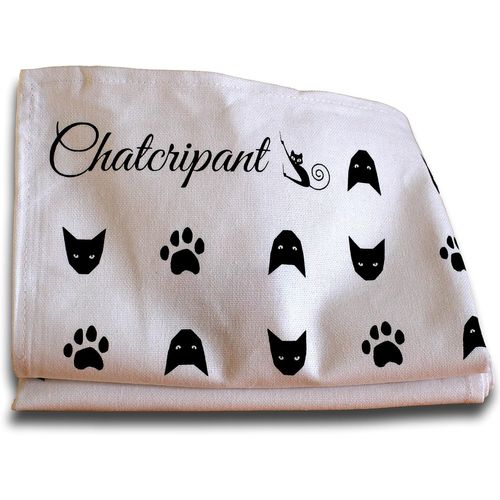 Eryi-Torchon De Cuisine Épais (X 2) 100% Coton Absorbant Fantaisie Original Motif Patte De Chat Abstrait Lot Vaisselle Noir Blanc Pas Cher