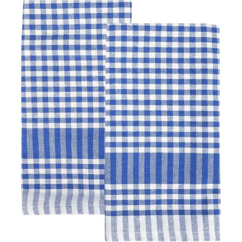 Eryi-2 X Serviettes De Cuisine Gingham Bleues Textile De Table Éponge Absorbantes Et Durables En Coton Doux Séchage Rapide Emballage Éco 45cm X 70cm
