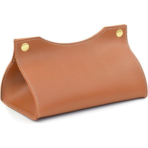 ERYI-Boîte À Mouchoirs En Cuir,Distributeurs De Mouchoirs Porte-Serviettes,Boîte À Mouchoirs De Style Nordique,Boîte À Mouchoirs Pliable Pour La Maison,Distributeur De Mouchoirs En Papier (Marron)