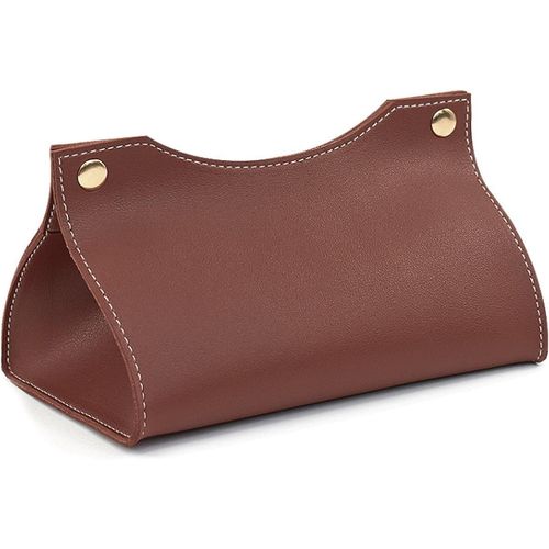 ERYI-Boîte À Mouchoirs En Cuir,Distributeurs De Mouchoirs Porte-Serviettes,Boîte À Mouchoirs De Style Nordique,Boîte À Mouchoirs Pliable Pour La Maison,Distributeur De Mouchoirs En Papier(Marron Fonc